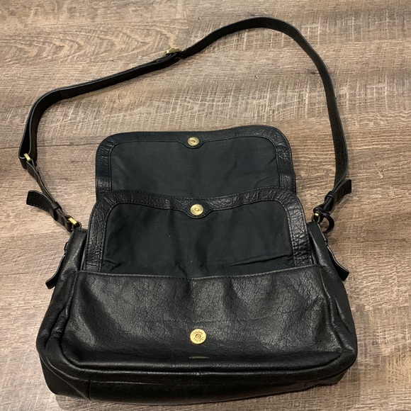 Fossil Black Pebbled Distressed leather Crossbody Messenger Suede Flap front Bag - Picture 9 of 16